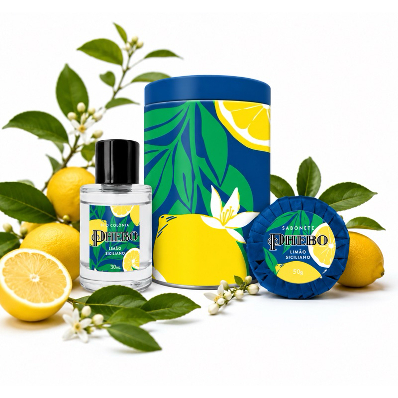 Phebo Kit Limão Siciliano Colônia e Sabonete em lata presente Frescor Cítrico Presente