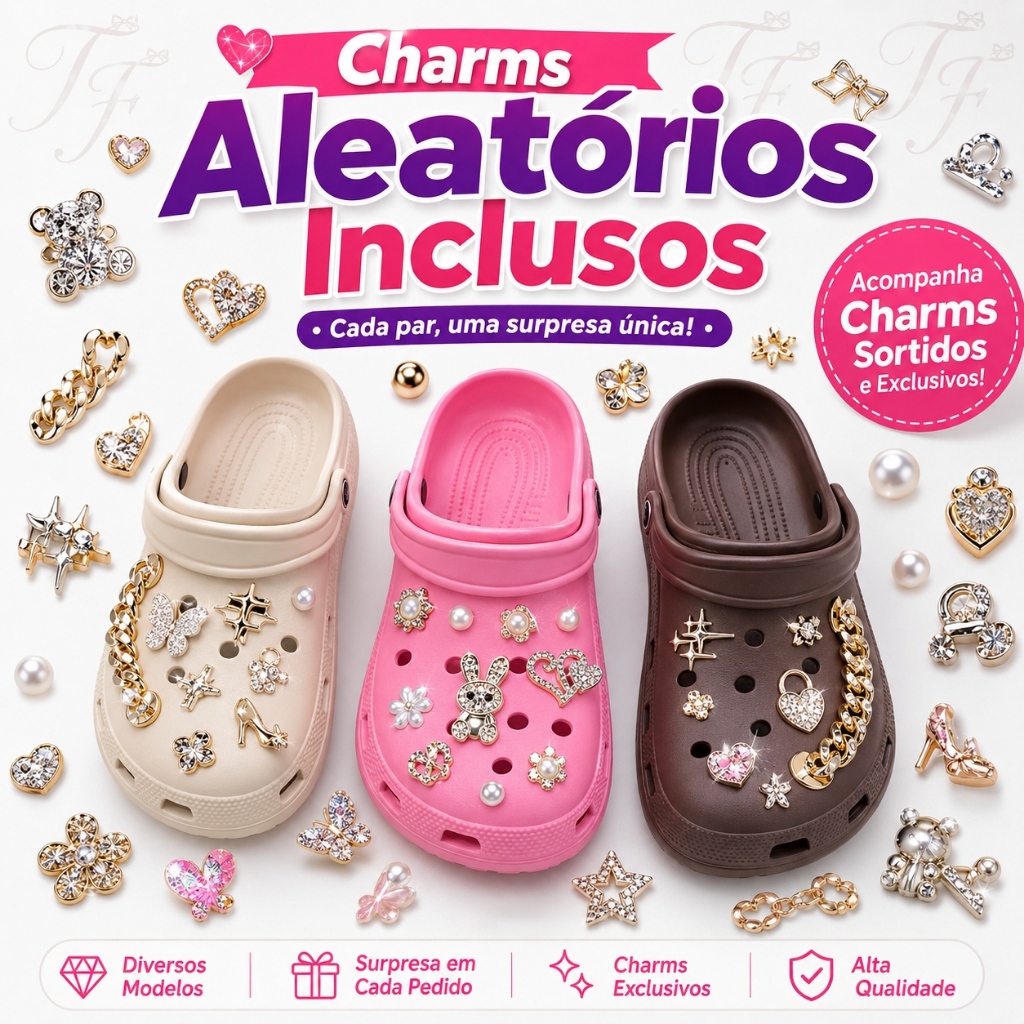 Sandália Feminina Confortável com Charms Aleatórios Antiderrapante