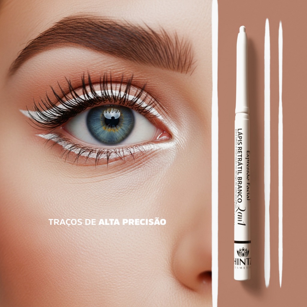 Lápis Retrátil Branco Perfeito para Marcação, Design e Iluminação Expressão Facial