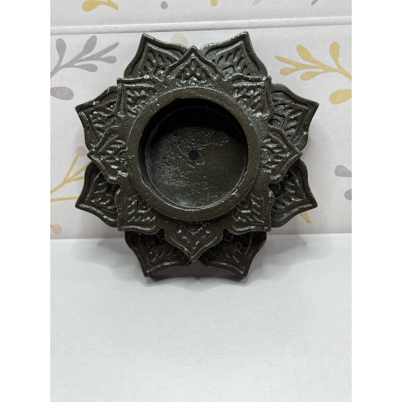 Porta Velas Mandala em Gesso, Cimento e Pó de Mármore | Impermeabilizado | Decoração Zen Artesanal