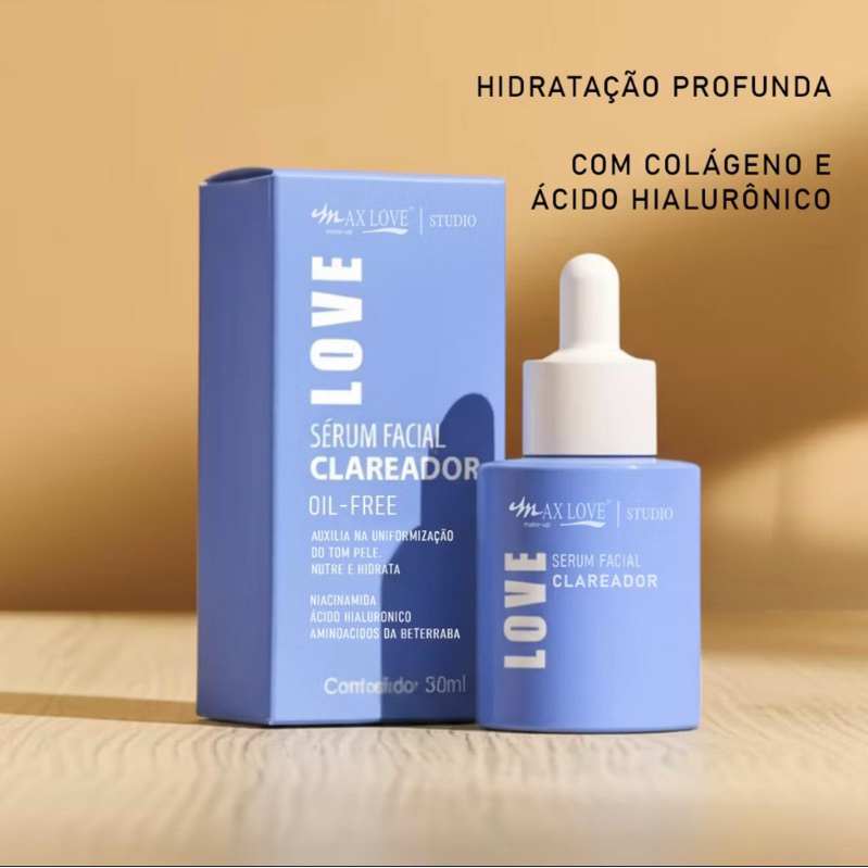 Sérum Clareador Max Love 30ml Niacinamida Ácido Hialurônico