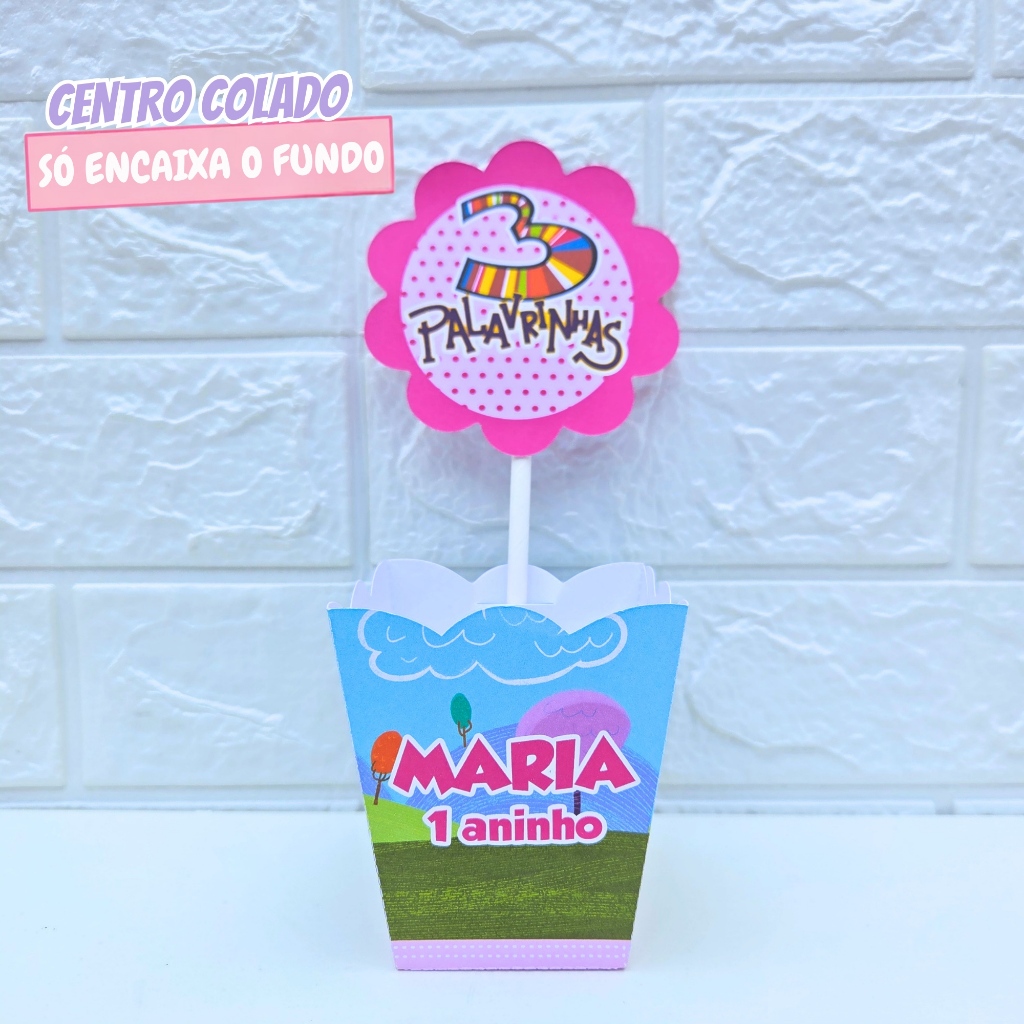 Cachepô Centro de Mesa 3 Palavrinhas Menina | Personalizado | Lembrancinha de Festa | Aniversário