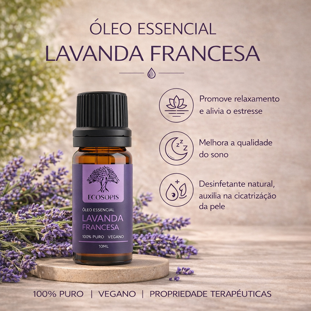 Óleo Essencial Lavanda Francesa 100% Puro 10ml