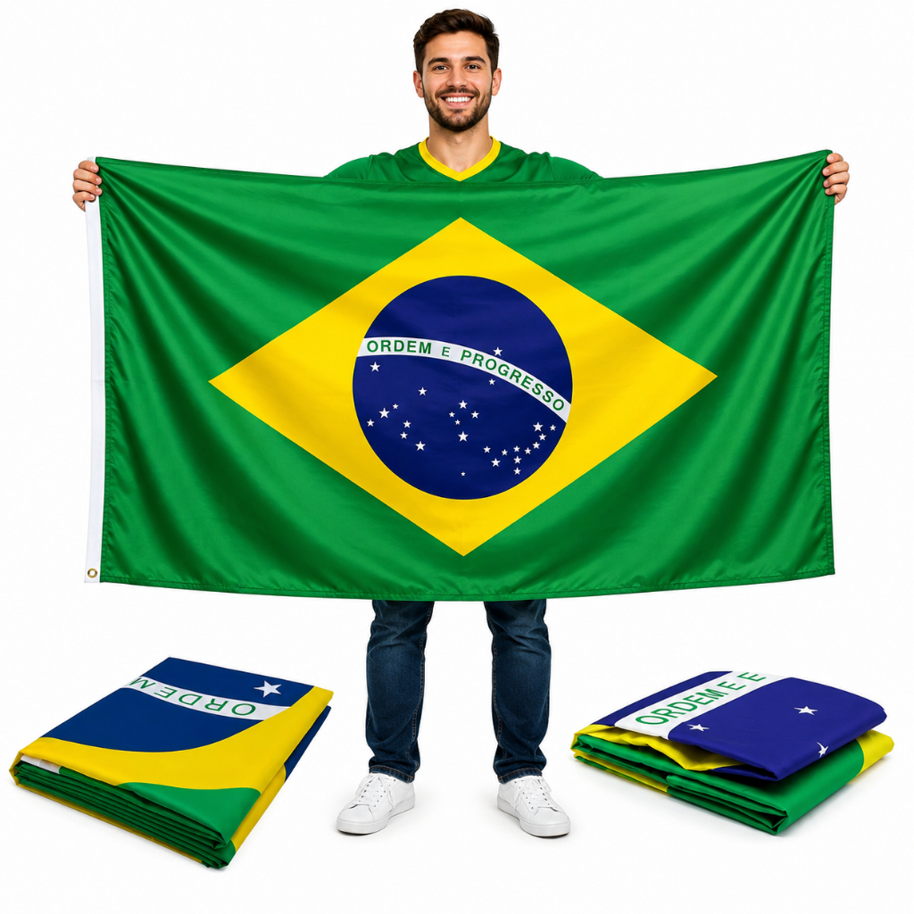 Bandeira do Brasil 90x150cm Grande 100% Poliéster Resistente Copa Do Mundo Torcedor Seleção Brasileira Eventos Decoraões