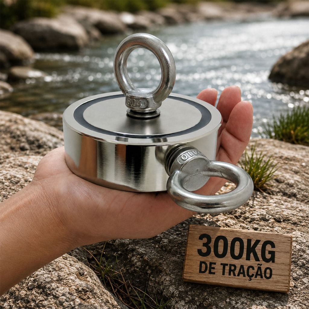 ímã Pesca Magnética 300Kg e 94mm de diametro, Super Forte Imã Fixador Para Pescadores