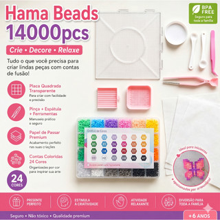 Kit 24 cores Pixel Beads, 2.6mm Com 14000pcs, Perler Berads, Hama Beads DIY Presentes par…