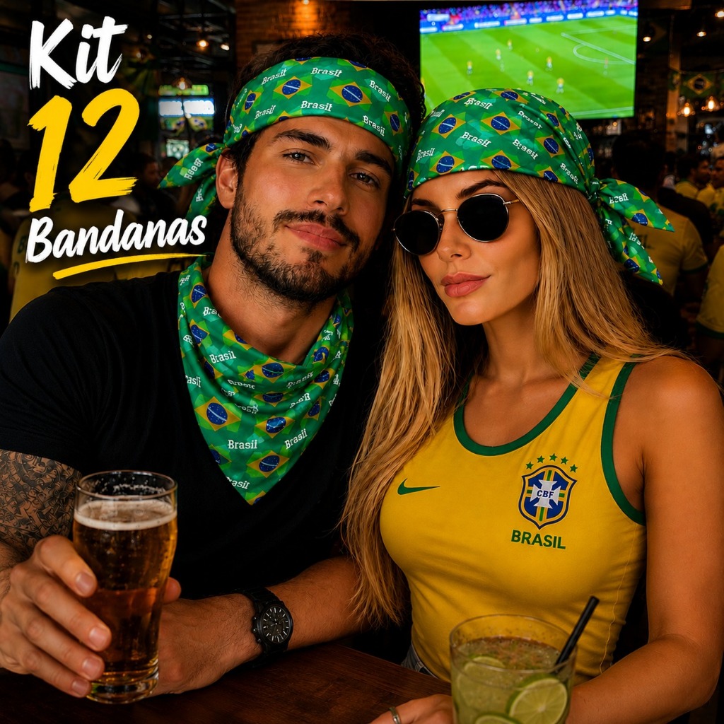 Kit 12 Bandanas Bandeira Brasil torcida Copa do Mundo