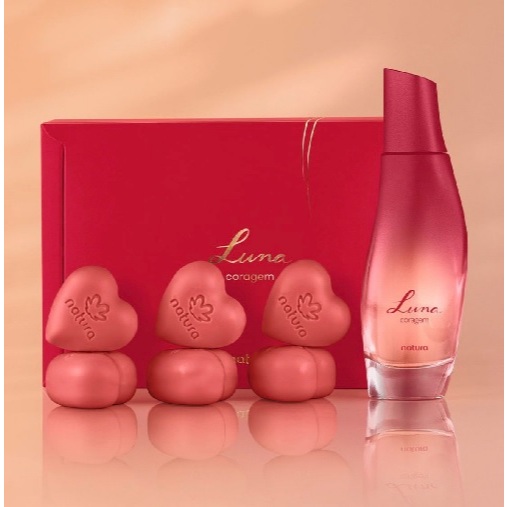 Kit Presente Dia dos Namorados 2026 Natura Luna Coragem 75ml Com Sabonete Coração (2 produtos)