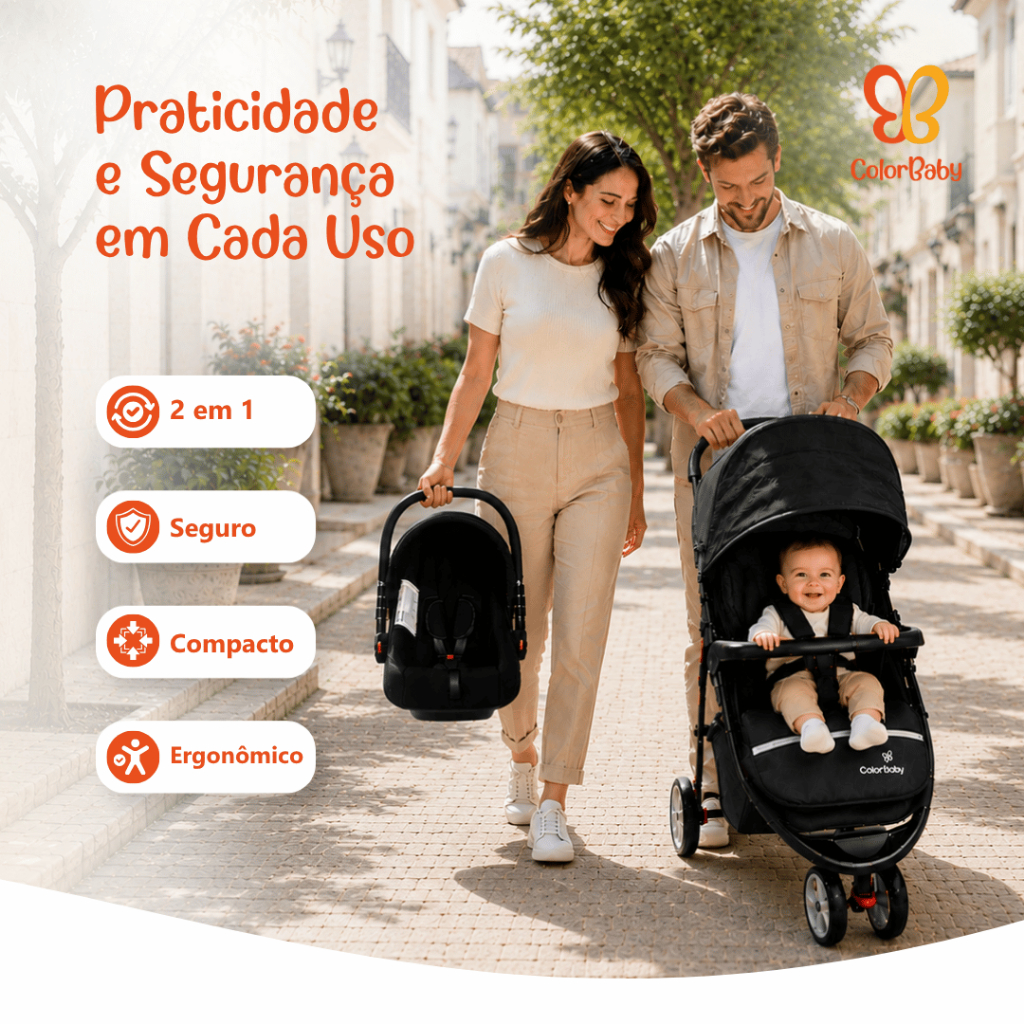 Carrinho Speed Travel System Triciclo / 3 rodas + Bebê Conforto ColorBaby · foto 2