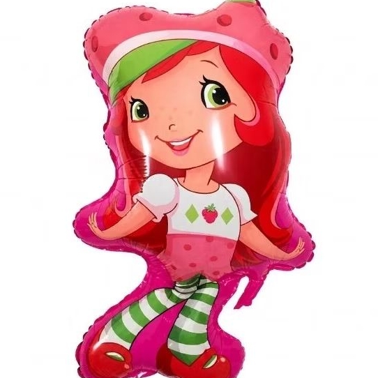 🩷Kit c/10  Balões Metalizado Moranguinho Personagem Festa Infantil Decoração 🍓