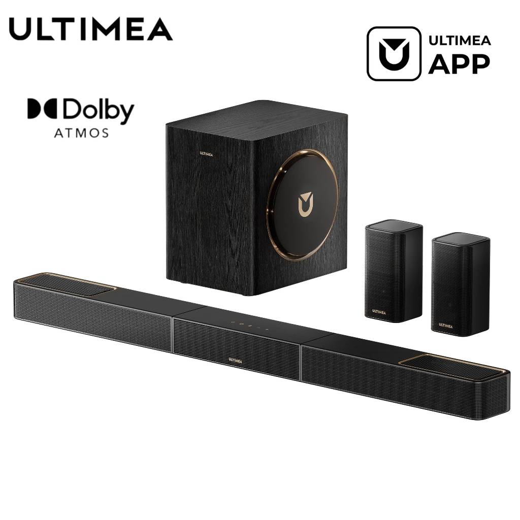 Soundbar ULTIMEA Skywave Series 5.1.2 canais Dolby Atmos, som surround sem fio, subwoofer 6,5”, controle por app, 530W