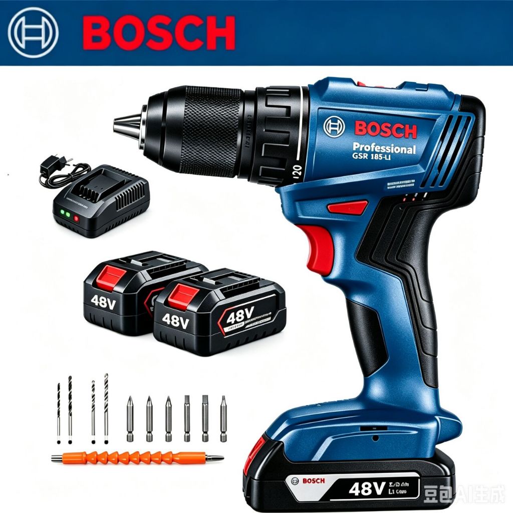 Furadeira Parafusadeira de Impacto Elétrica 48V Universal Bosch 2 Baterias Kit Com Acessórios
