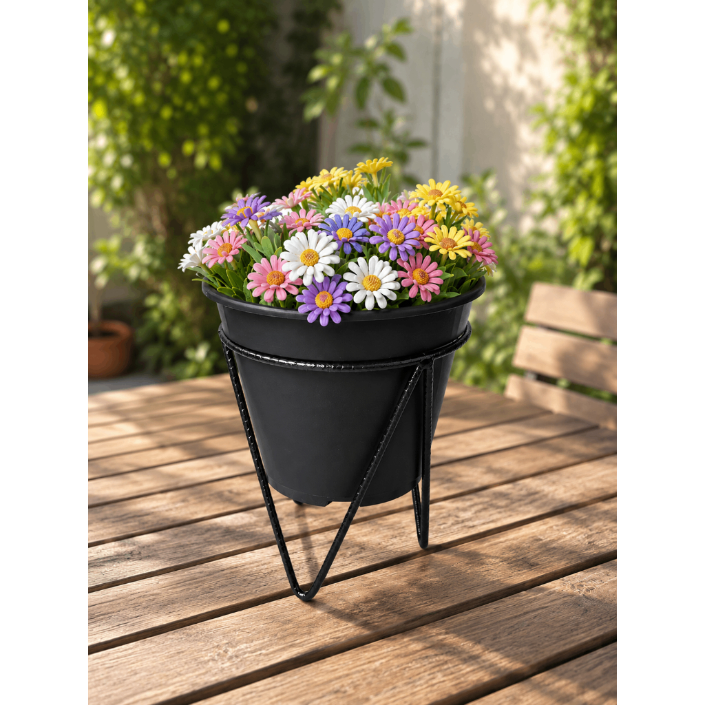 Kit Suporte Tripé Vasos Tripé Para Ferro Decorativo Jardim Varanda Sala Planta Cachepo Moderno Preto Artesanal Decoração