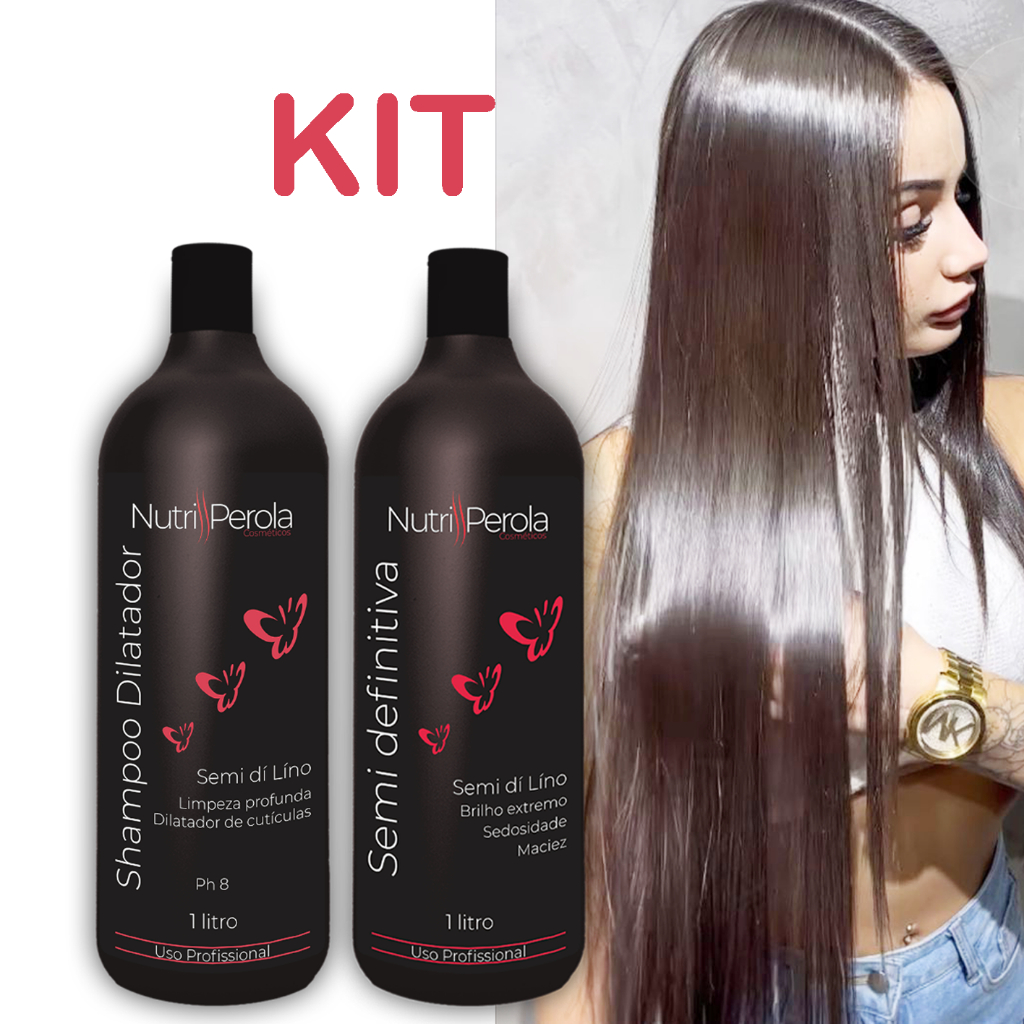 Kit Progressiva Marroquina Semi Definitiva 1 Litro Com Óleo De Argan Alisa 100% Liso Imediato