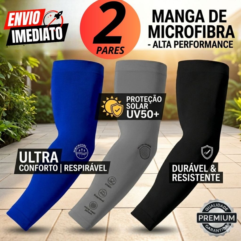 Kit C/2 Pares Manguito Proteção Solar UV Motoboy moto Manga Braço Ciclismo Corrida segunda Mangote.