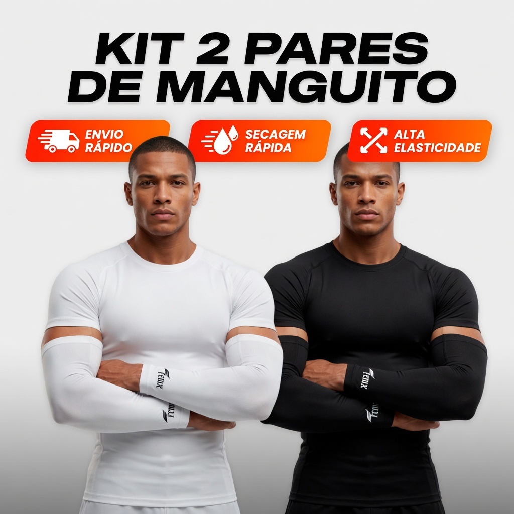2 Pares de manguitos térmico unissex proteção solar UV50 malha fria segunda pele esportes Volei/Academia/Futebol