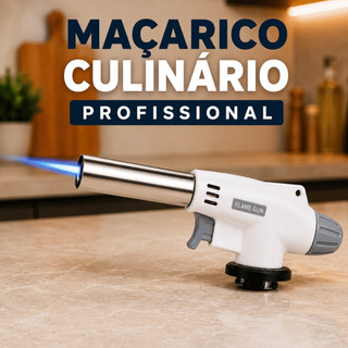 Maçarico Culinário Profissional Portátil Chama Regulável Para Cozinha Confeitaria