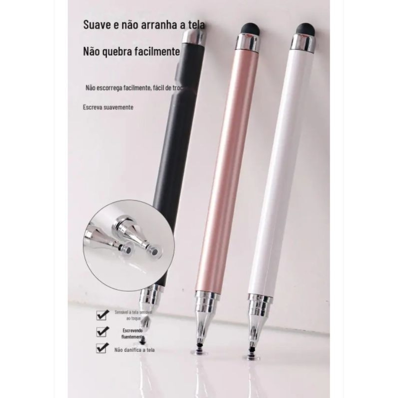 Caneta Touch Screen Stylus Universal 2 em 1 Ponta Fina - Tablet, Smartphone, Laptop, Alta Precisão