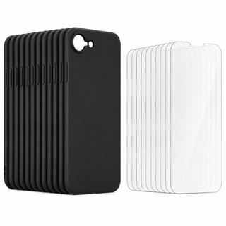 Kit Atacado 10x Capinhas Pretas Anti-impacto (Parte interna aveludada) + Película Vidro Iphone 16e - Ideal para revenda