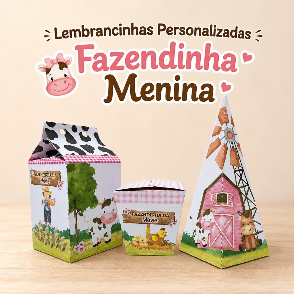 Kit Lembrancinhas Fazendinha Menina - Festa Infantil - Lembrancinhas Personalizadas - Aniversário Decoração Infantil