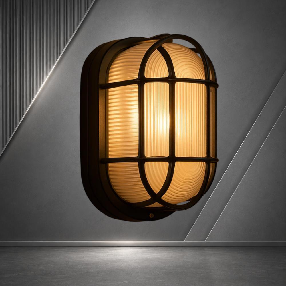 Arandela Tartaruga Oval LED E27 IP65 Preta – Luminária Externa com Estilo - Groupstore