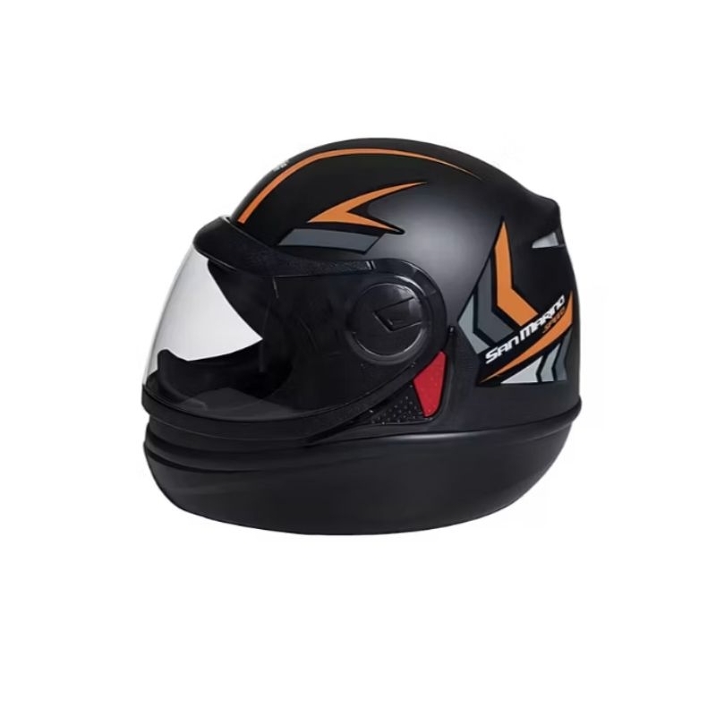 Capacete San Marino Novo Speed One Automático Preto Fosco/Laranja Taurus