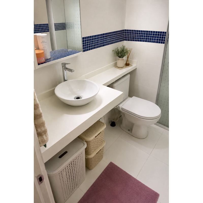 Bancada de Porcelanato para Cuba de Sobrepor 50x35 com Braço Extensor 60x15| Design Sofisticado e Alta Durabilidade