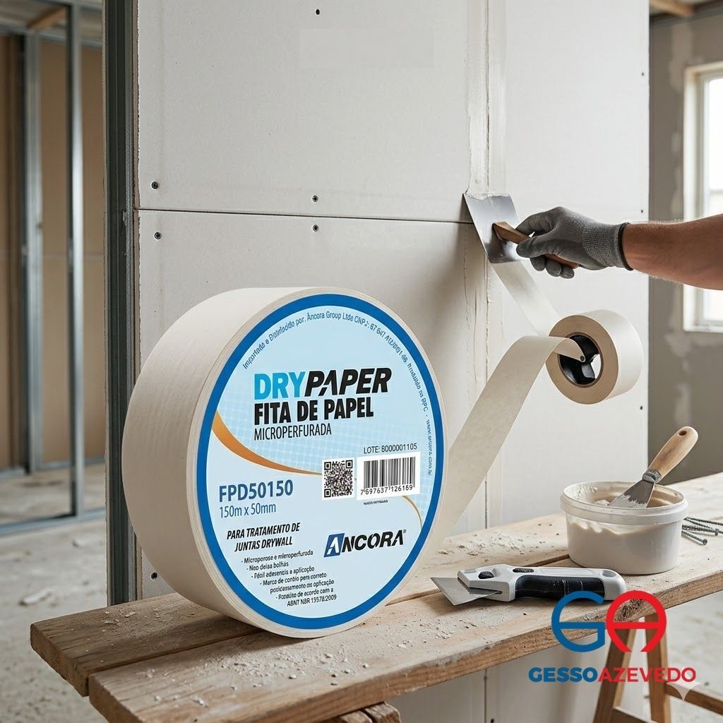 FITA PAPEL 50MM X 150M ÂNCORA – Alta Resistência para Drywall e Gesso | Acabamento Profissional