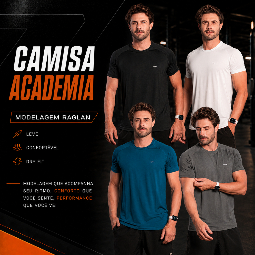 Camisa Camiseta Masculina Manga Curta Academia Treino Dry Fit Proteção UV Treino Fitness