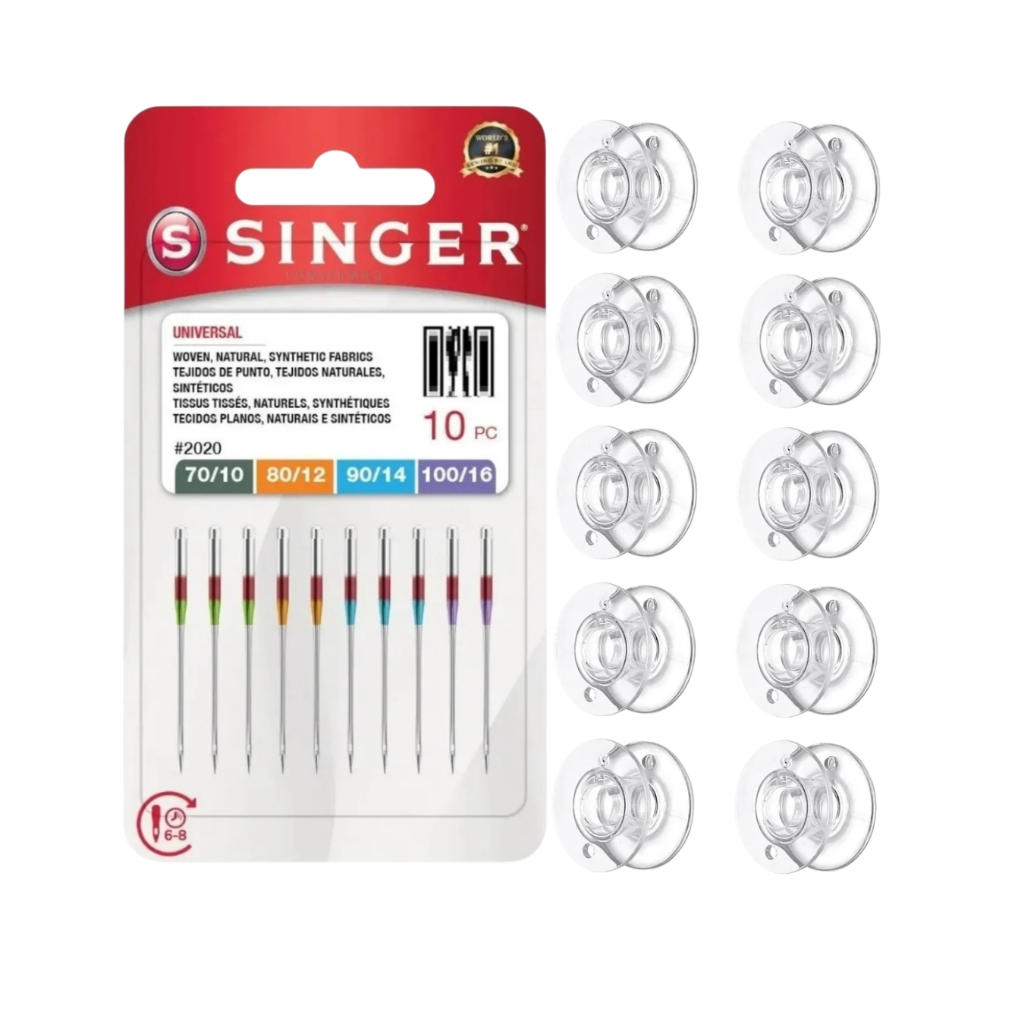kit Agulhas Singer Sortidas + Bobinas ELGIN Elgin Premium / Premium Plus (JX-10000 ou JX-11000)