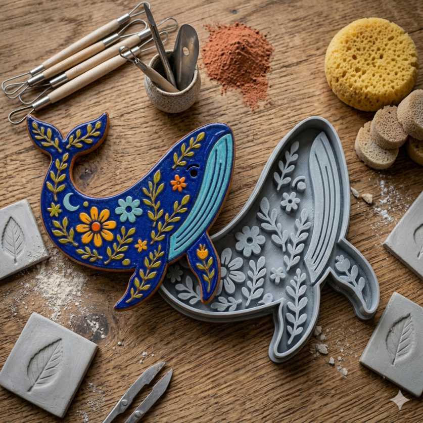Molde Baleia para Cerâmica Argila Polymer Clay Artesanato