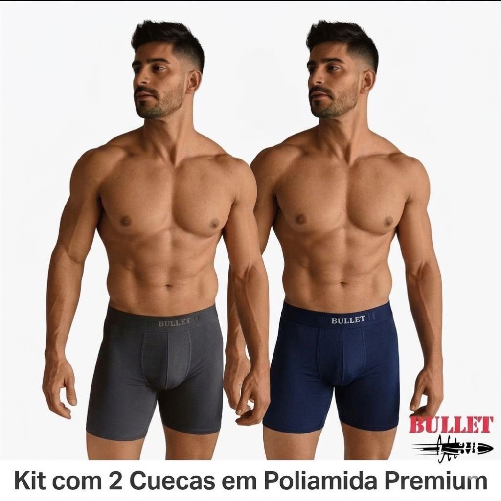 Kit 2 Cuecas Boxer Poliamida Premium – Conforto em Dobro. Toque macio, ajuste perfeito e alta durabilidade para o dia