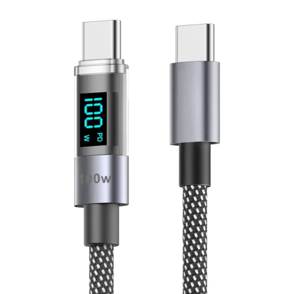 Cabo Carregador 100w Turbo Mostrador Led Usb Tipo C 1m Neutra