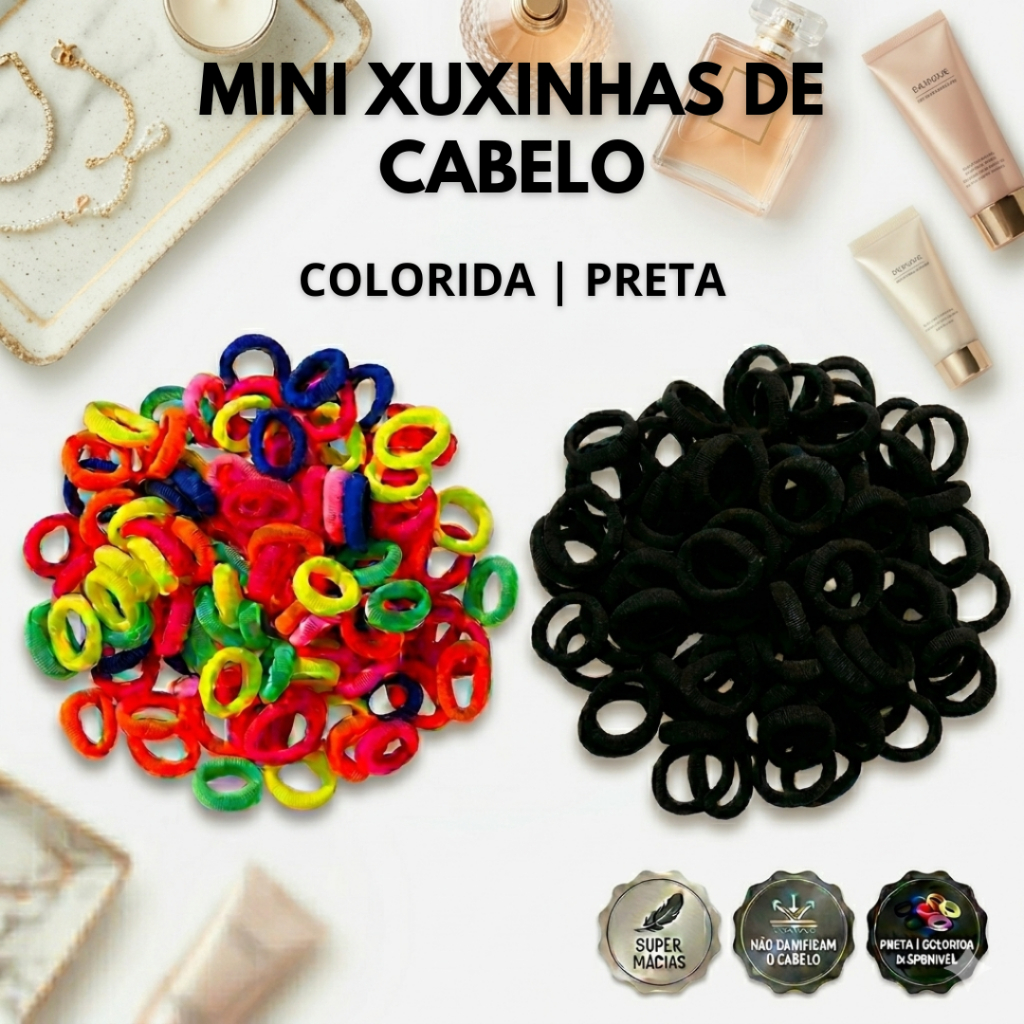 Kit 100/200/300/400/500/600 Mini Xuxinha Rabicó Elástico de Cabelo Criança Infantil Adulto Penteado