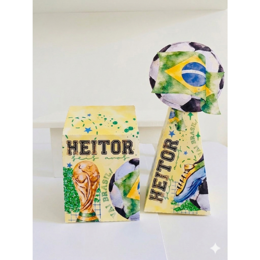 Kit Caixinhas Personalizadas BRASIL COPA FUTEBOL HEXA - Festa Personalizados - Lembrancinhas para Festa
