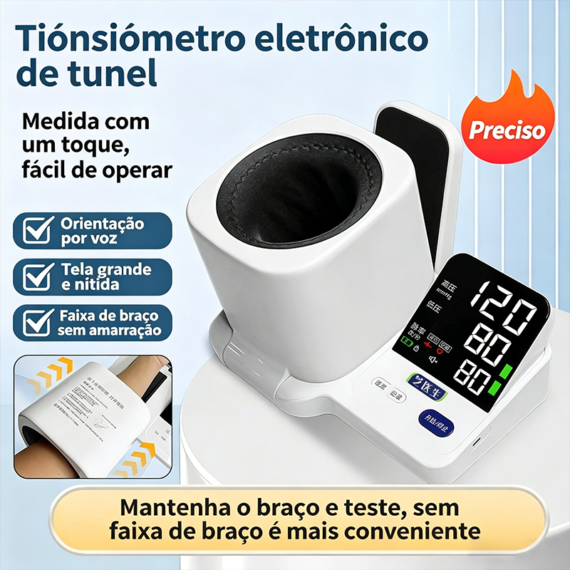 Aparelho de Pressão Digital Automático, Tela Grande, Voz, Memória Dupla, Precisão N12