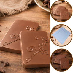1~10 FORMA SIMPLES PLACA LISA CÓD.:726 (E1) EM ACETATO BWB PARA BOMBOM E DOCES DE CHOCOLATE, CONFEITARIA PÁSCOA.(CHOCO)