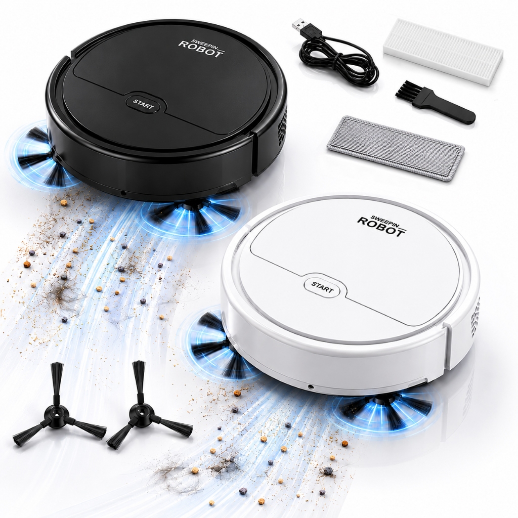Robô Aspirador De Pó 5 Em 1 1200PA Inteligente Automático / Silencioso / Varre / Aspira / Passa Pano / Sem Fio Compacto
