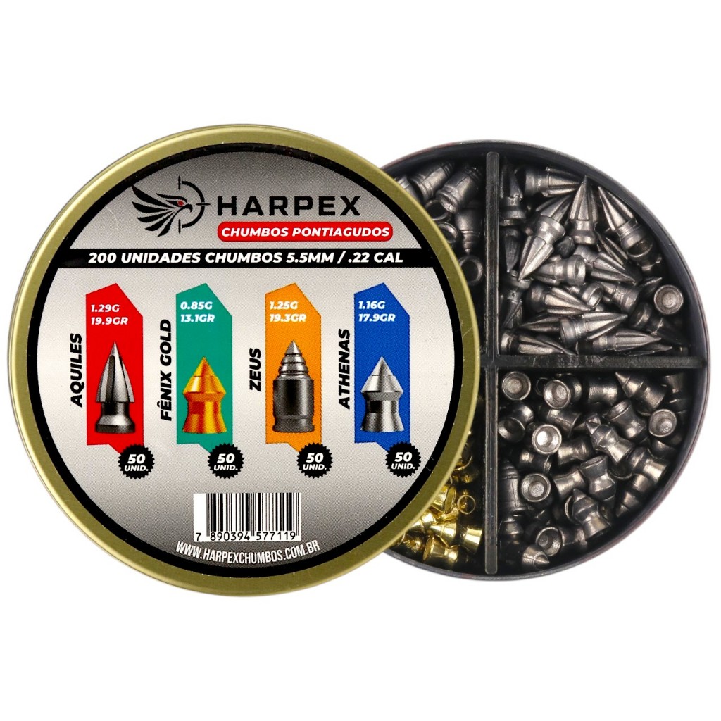 Chumbinho Harpex Combo Pontiagudos - Aquiles, Fênix Gold, Zeus, Athenas 5.5mm (.22) - 200un · foto 2