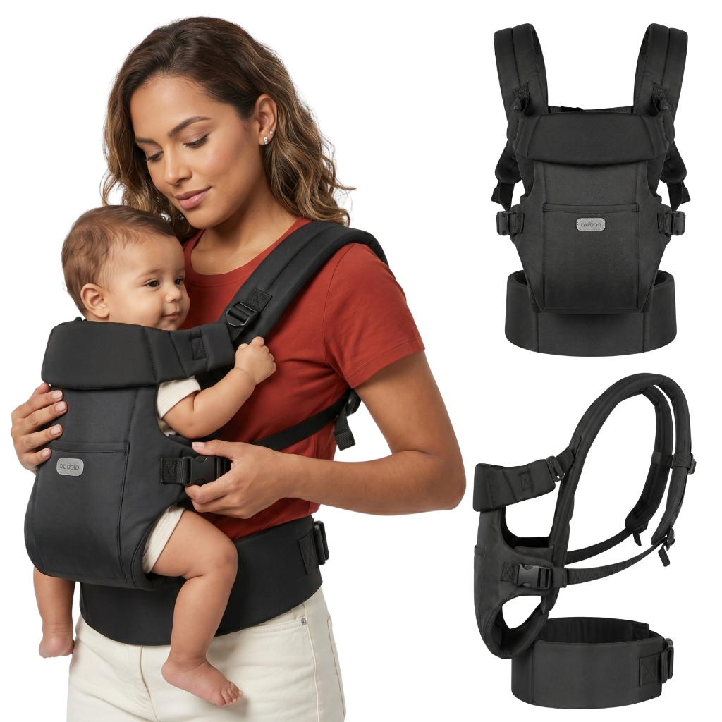 AIEBAO Carregador Canguru Bebê 3 Modos de Uso Apoio Lombar Suporte de Cabeça Bolso Frontal Até 24 Meses Até 25kg Fivelas