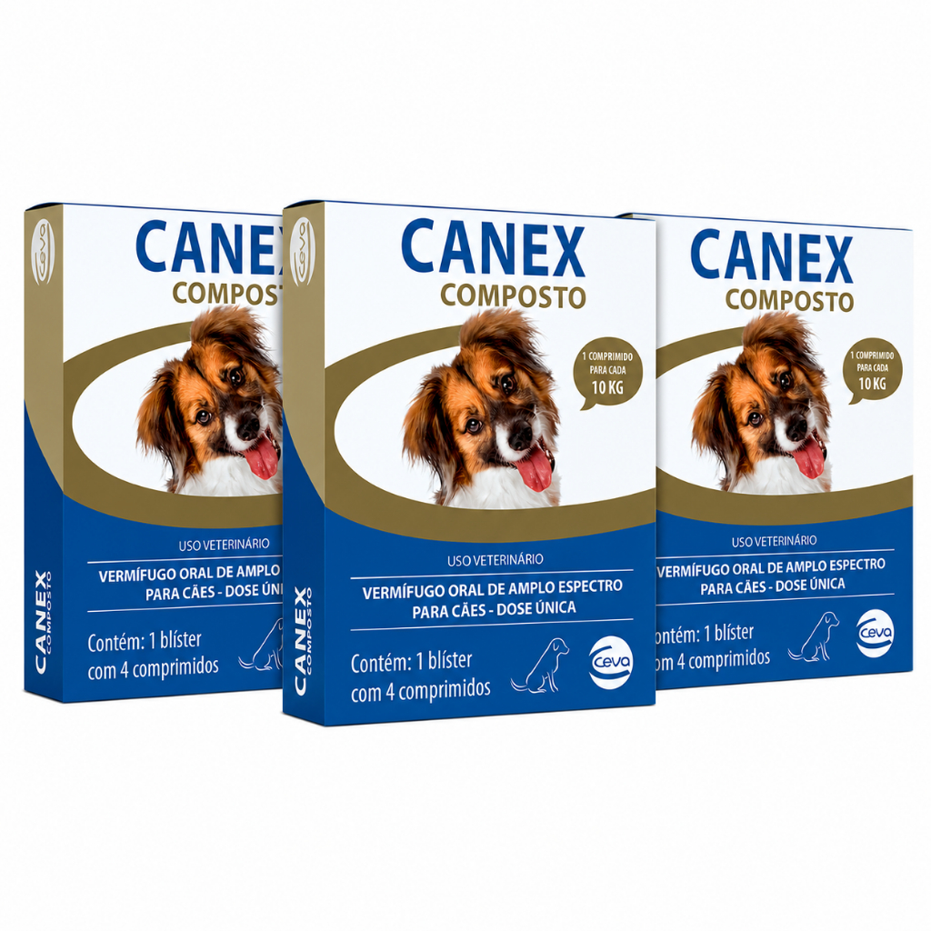 Kit 3 Vermifugo Ceva Canex Composto para Cães - 4 Comprimidos