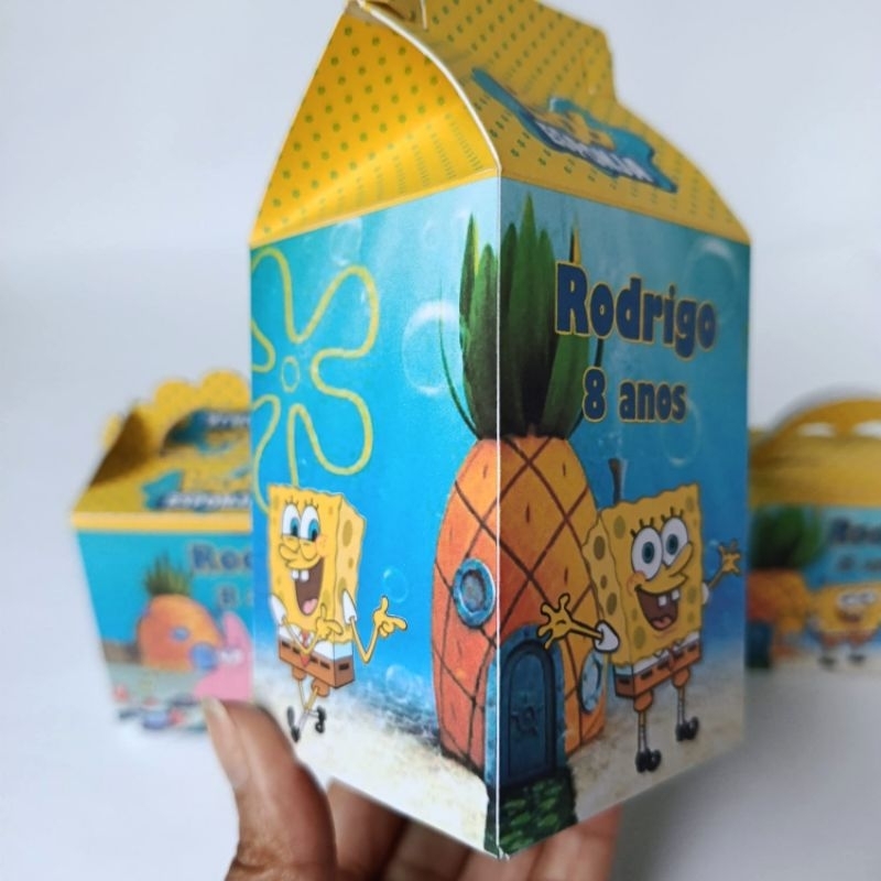 Caixinhas Personalizadas BOB ESPONJA Lembrancinha festa de aniversário e decoração - PEGUE E MONTE