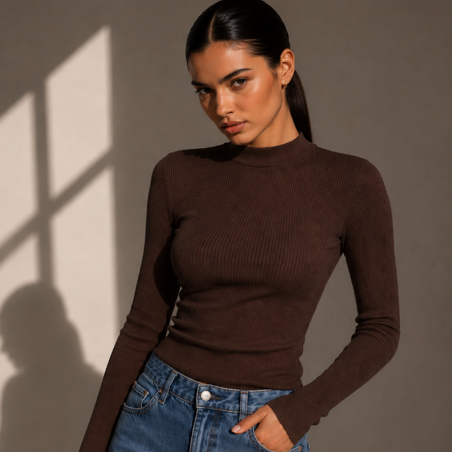 Blusa Ribana Gola Alta Felpada Térmica Quentinha Manga Longa