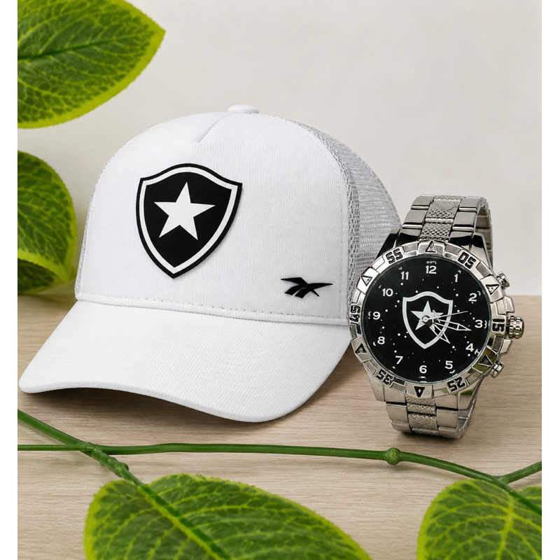 Kit Boné Trucker + Relógio Botafogo Masculino Premium