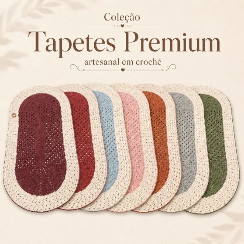 Kit Par de Tapete em Crochê Artesanal 80cm x65  Banheiro Quarto Lavabo