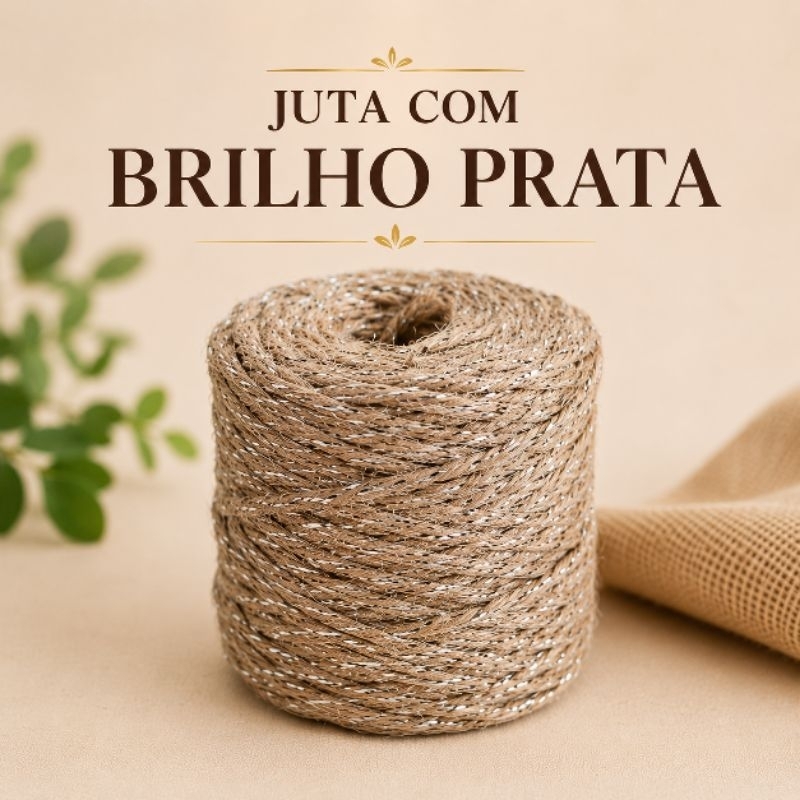 Juta com Brilho Prata para Decoração até 77 metros