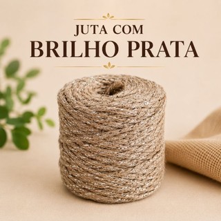 Juta com Brilho Prata para Decoração até 77 metros