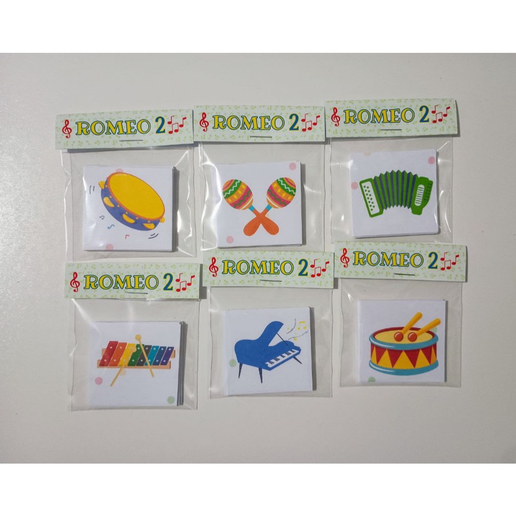 Jogo da Memória Personalizado 6 pares Lembrancinha Festa Aniversário Infantil Instrumentos Musicais