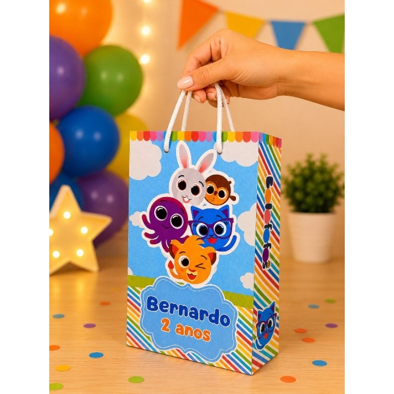 Sacolinhas P Personalizada BOLOFOFOS MENINO (PEGUE E MONTE) Papel Brilho Lembrancinhas/Aniversário/Sacolinha surpresa