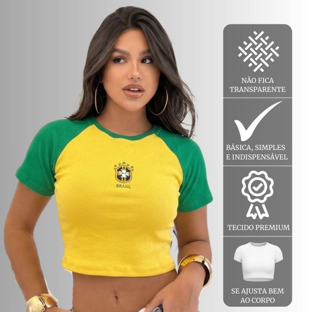 Cropped Feminino Manga Ribana Copa do Mundo Rio de Janeiro Verão Praia 2026